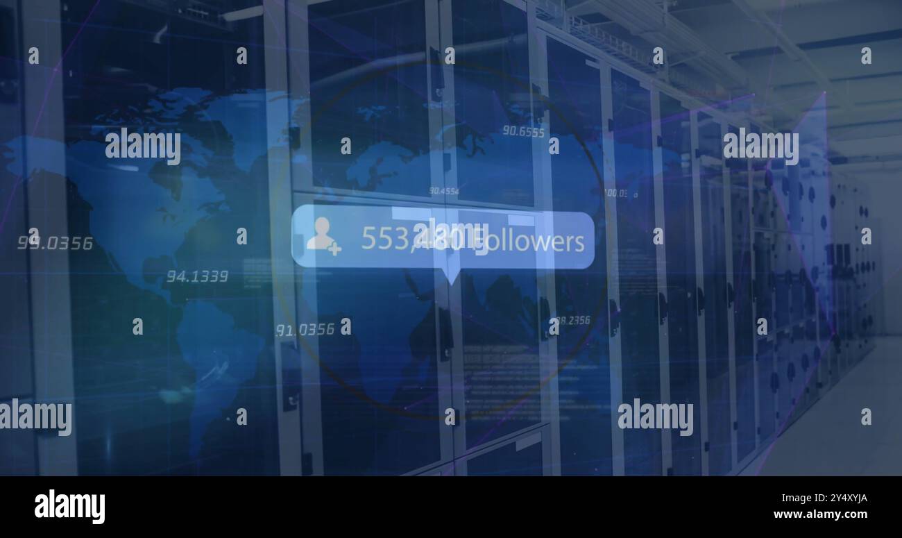 Image du traitement de texte et de données des abonnés sur des serveurs informatiques Banque D'Images