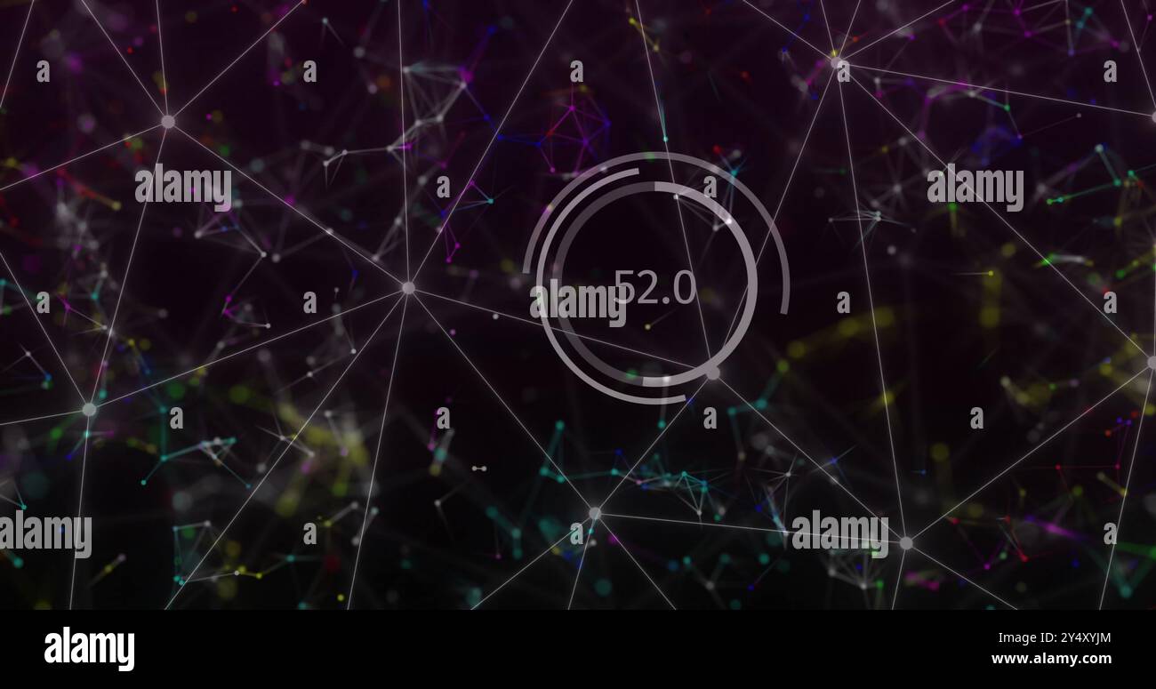 Image du réseau de connexions sur le traitement des données sur fond noir Banque D'Images