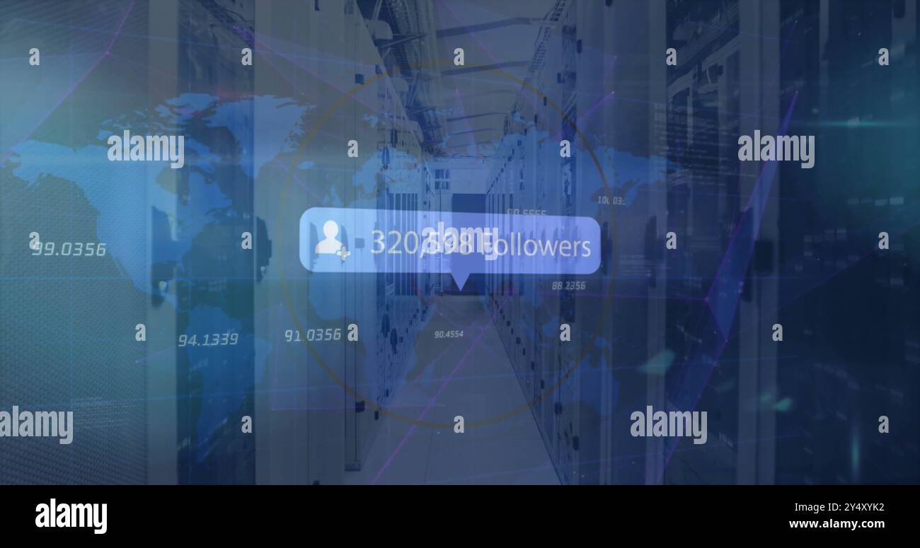 Image du traitement de texte et de données des abonnés sur des serveurs informatiques Banque D'Images