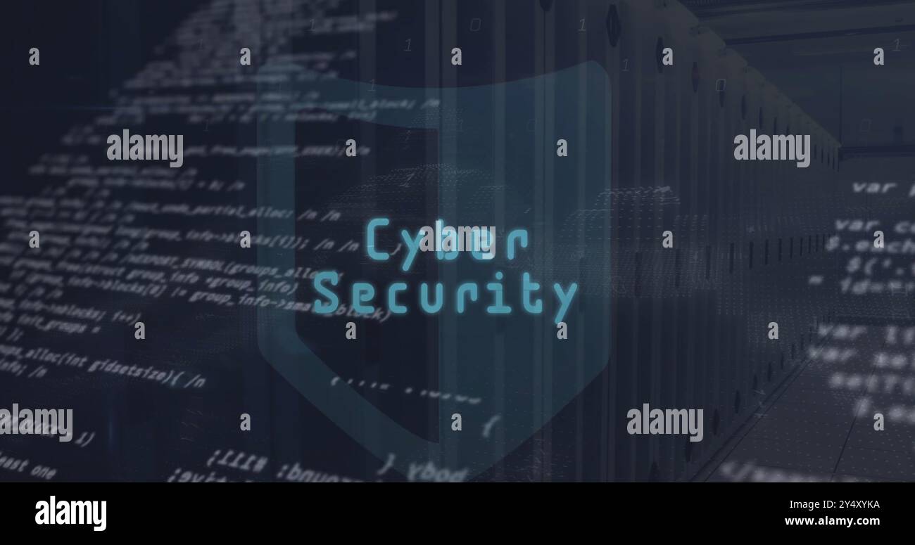 Image de l'icône du globe et du traitement des données sur des serveurs informatiques Banque D'Images