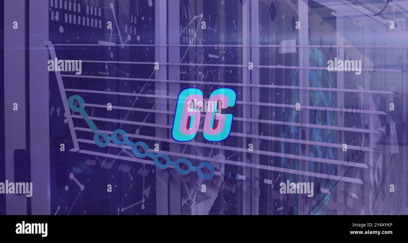 Image du traitement de texte et de données 6g sur des serveurs informatiques Banque D'Images