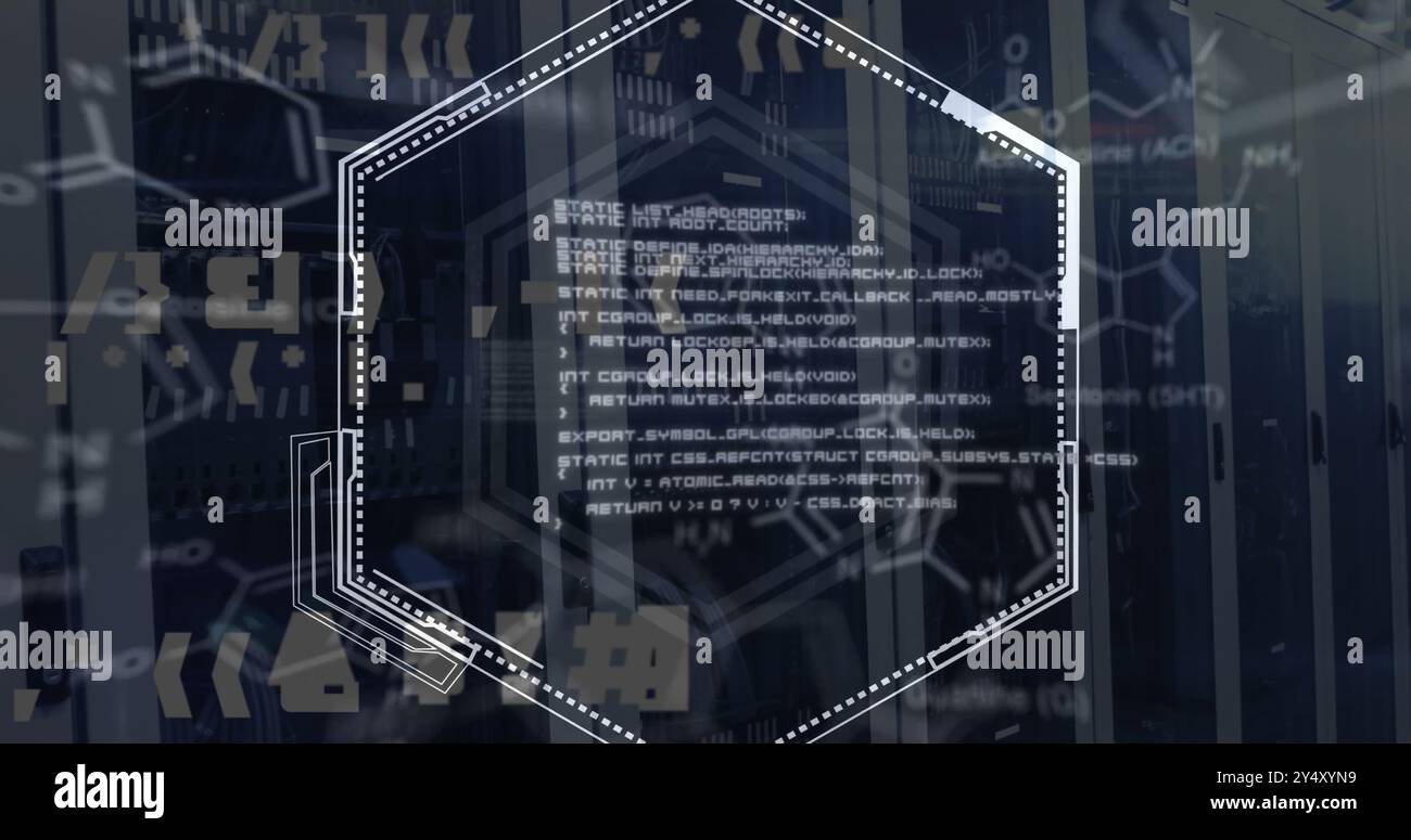 Image du traitement de données scientifiques sur des serveurs informatiques Banque D'Images