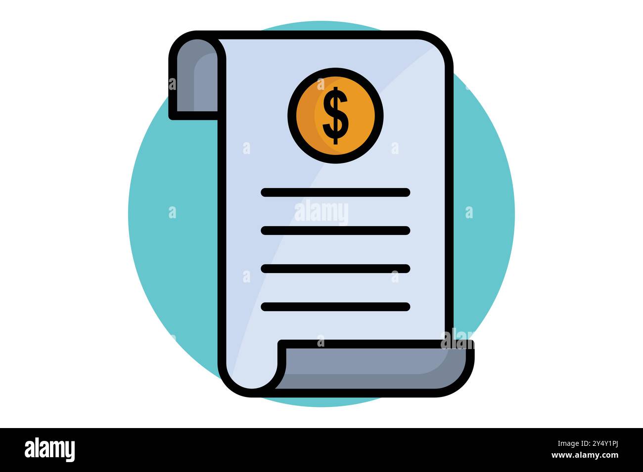 Icône de contour coloré du reçu. papier avec dollar. icône associée à la facture et au paiement. illustration vectorielle des éléments métier Illustration de Vecteur