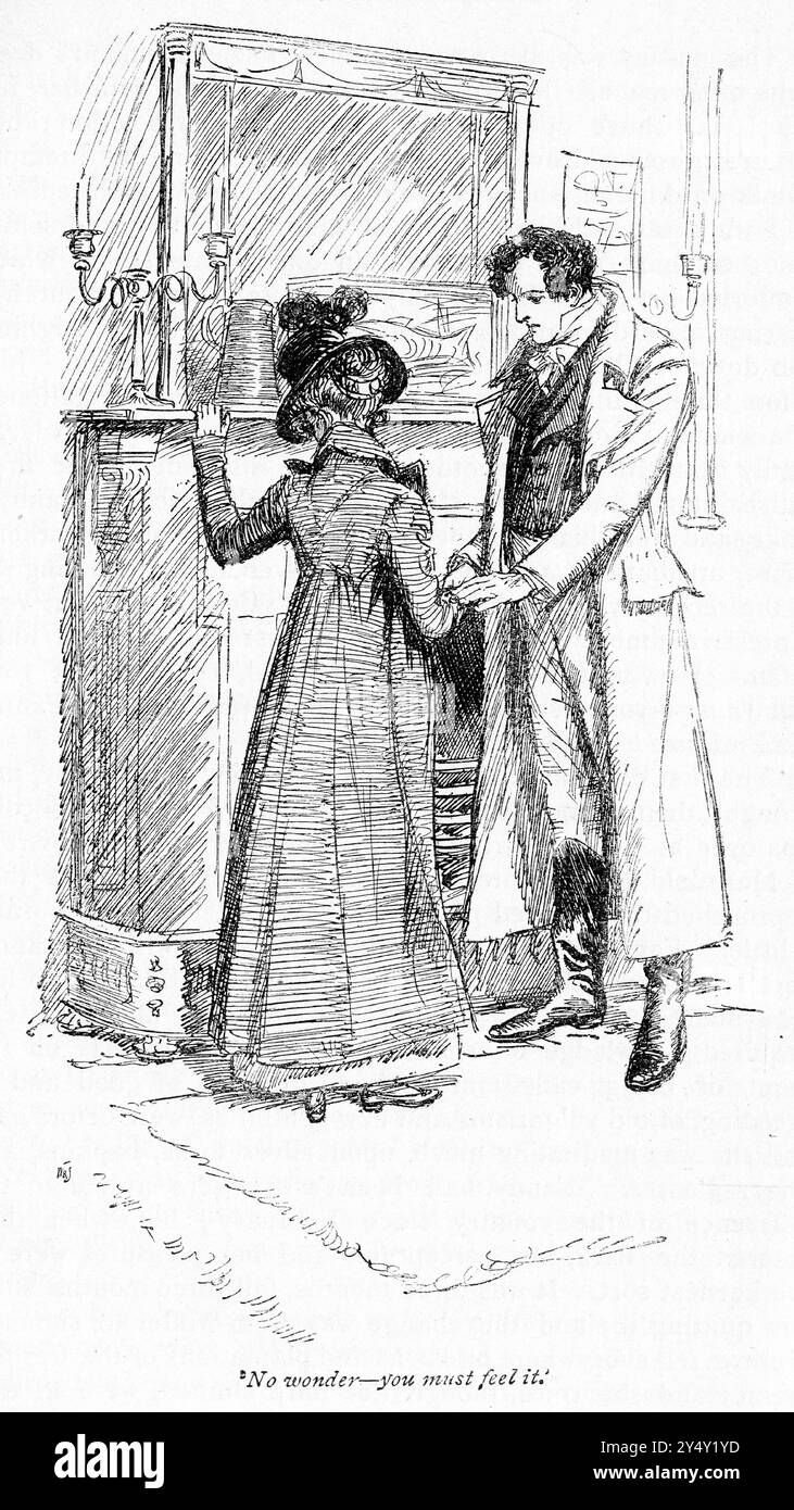 Gravure d'une scène du livre Mansfield Park de Jane Austen, édition 1926, illustrée par Hugh Thomson, un personnage dit "pas étonnant - vous devez le sentir" Banque D'Images