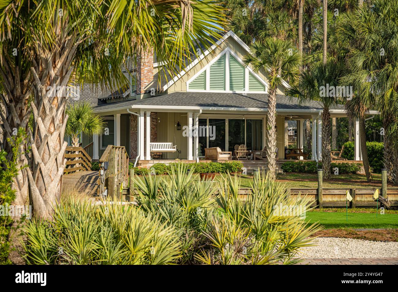 Maison en bord de mer sur l'Intracoastal Waterway à Palm Valley, Floride. (ÉTATS-UNIS) Banque D'Images