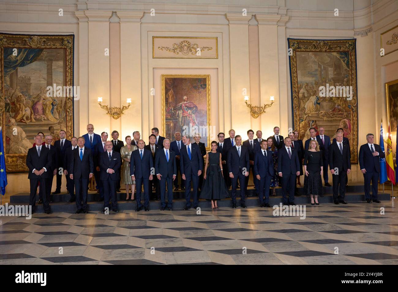 Le roi Felipe VI d'Espagne, la reine Letizia d'Espagne, Joe Biden, Alexander de Croo, Justin Trudeau, mette Frederiksen, Emmanuel Macron, Katrin Jakobsdottir, Mario Draghi, Xavier Bettel, Mark Rutte, Jonas Gahr Store, Antonio Costa, Boris Johnson, Kyriakos Mitsotakis, Olaf Scholz, Pedro Sanchez, premier ministre, Viktor Orban, Mateusz Morawiecki, Boiko Borísov, Eduard Heger, Janez Jansa, Kaja Kallas, Arturs Krisjanis Karis, Ingrida Simonyte, Nicolae Ciuc, EDI Rama, Andrej Plenkovic, Zdravko Krivokapic, Dimitar Kovacevski, Jacinda Ardern, Yoon Suk-yEOL, Anthony Albanese, Fumio Kishida assistent au Gala Diner Banque D'Images