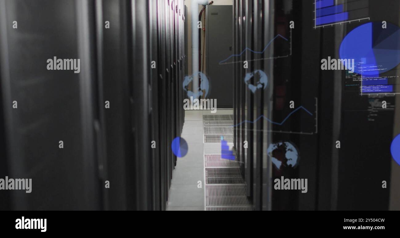 Image globale de traitement des données sur les racks de serveurs dans le centre de données Banque D'Images