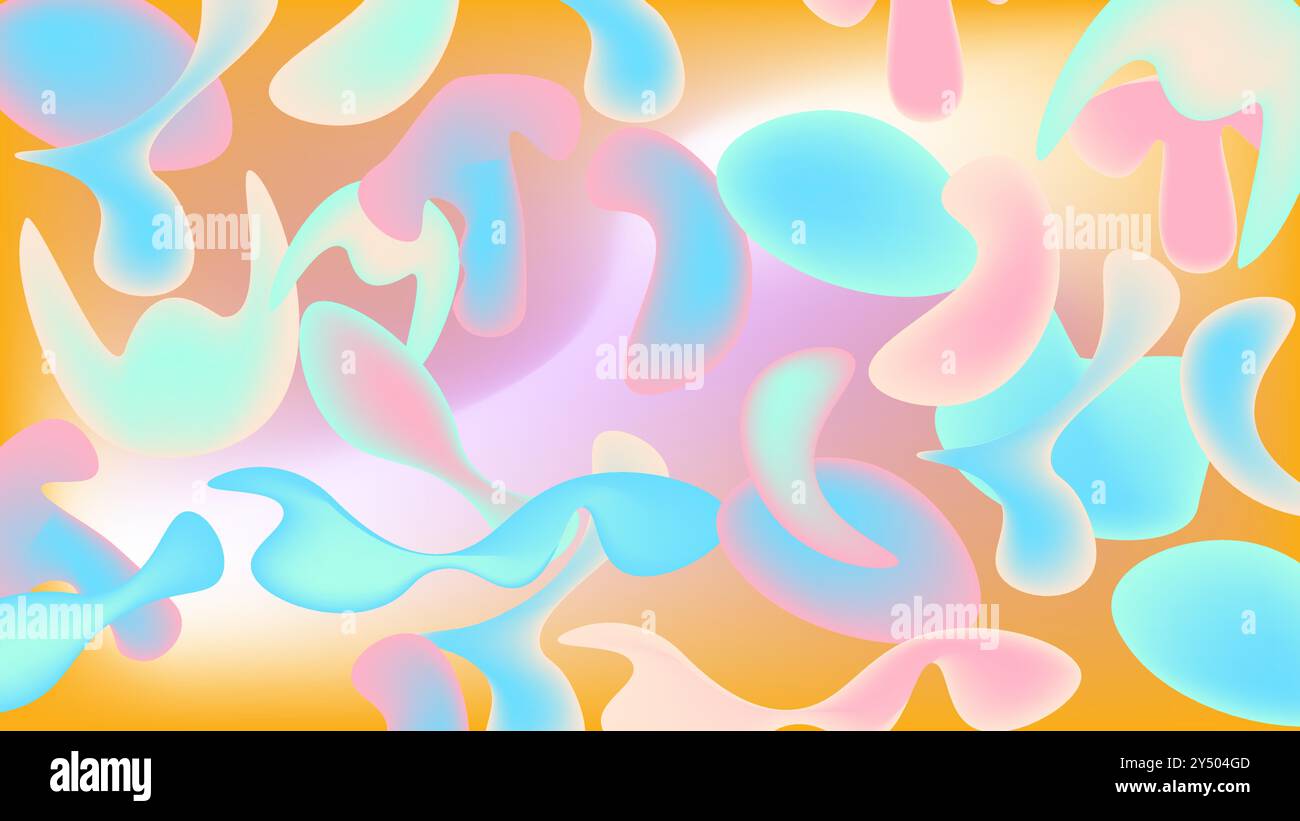 Formes géométriques abstraites dans des teintes pastel sur un fond dégradé ; idéales pour la conception Web, les présentations, les supports de marque et les médias sociaux. Illustration de Vecteur