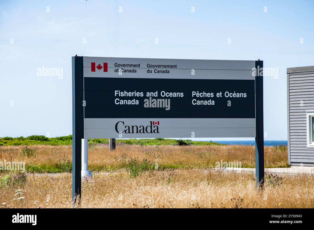 Pêches et Océans signe sur le Pike de Placentia à Placentia, Terre-Neuve-et-Labrador, Canada Banque D'Images