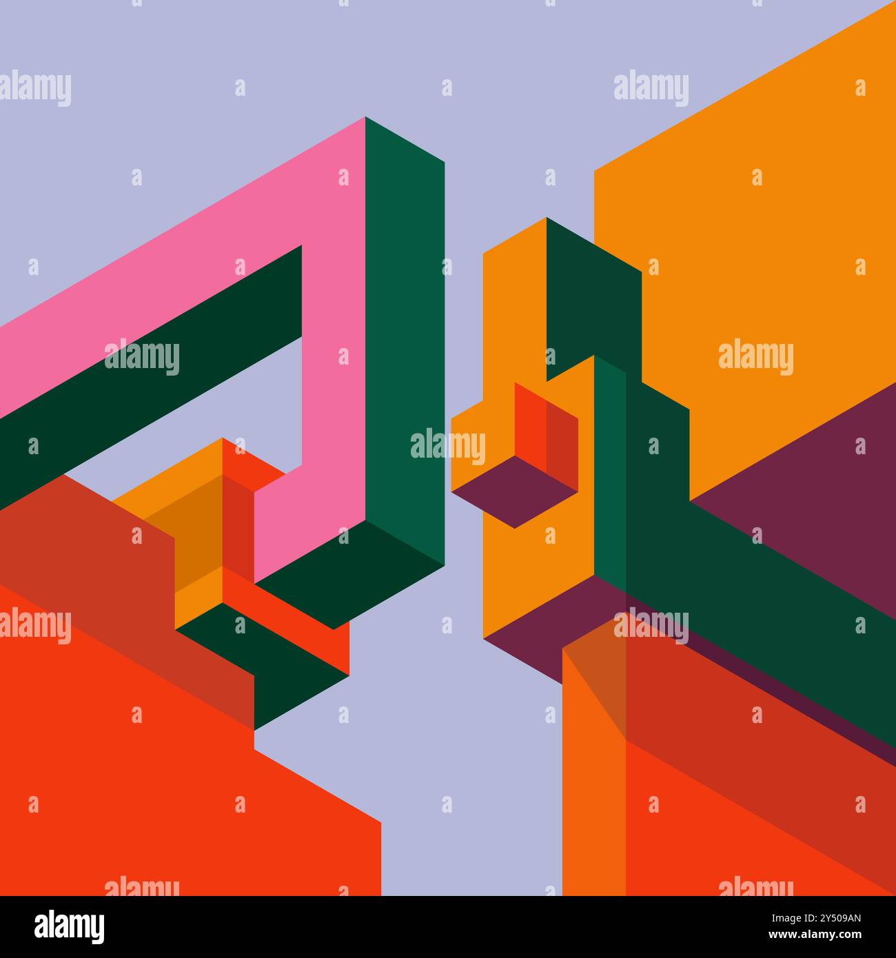 Les formes isométriques de différentes couleurs créent un arrière-plan abstrait. Convient pour les projets de design modernes nécessitant un look vibrant et dynamique. Illustration de Vecteur