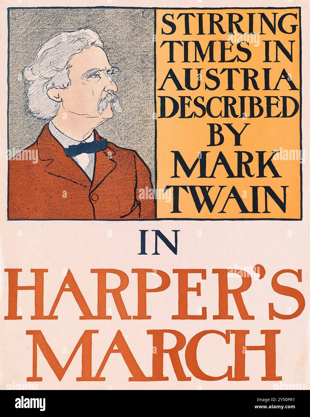 Des temps émouvants en Autriche décrits par Mark Twain dans le magazine Harper's March, années 1800, illustration Banque D'Images