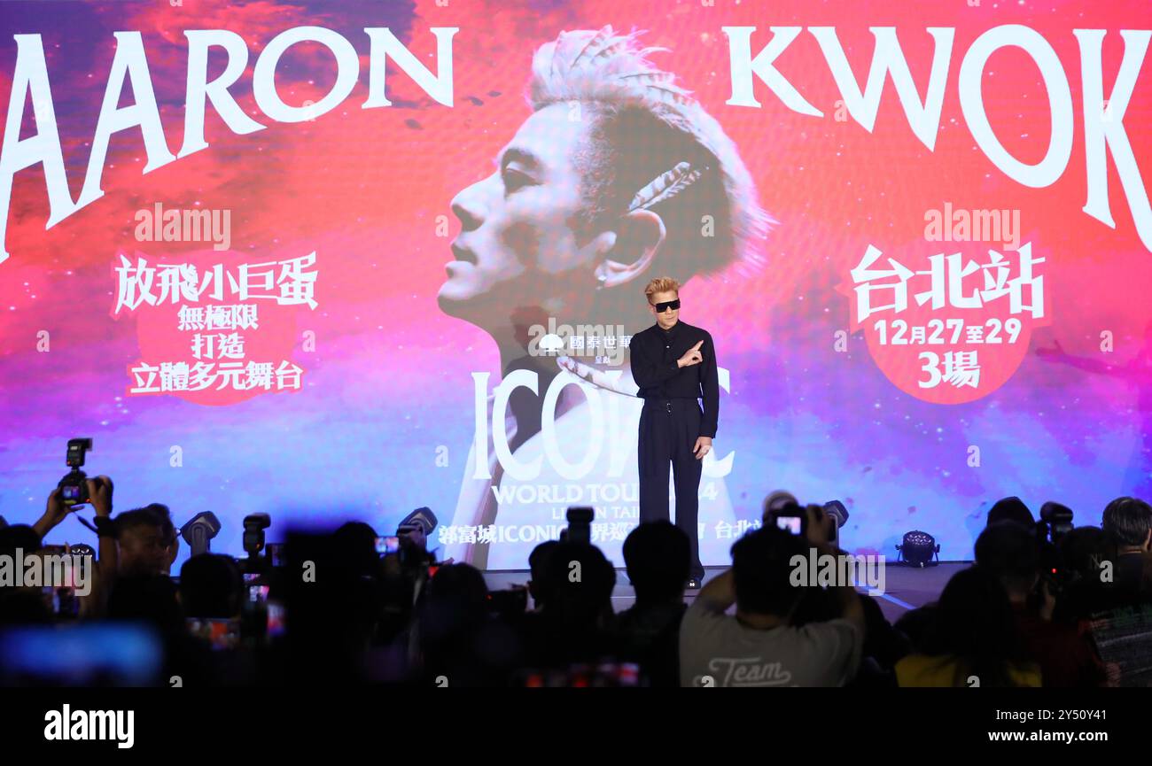 Taipei, Chine.19th septembre 2024.le chanteur de Hong Kong Aaron Kwok assiste à une conférence de presse à Taipei le 19 septembre 2024. Aaron Kwok organisera trois concerts à la Taipei Arena en décembre. Crédit : Chen Xiaoyuan/China News Service/Alamy Live News Banque D'Images