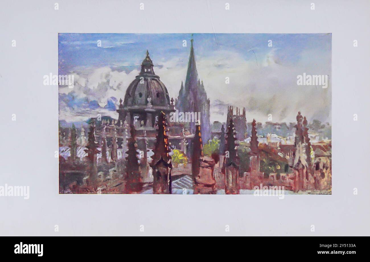 OXFORD, FROM THE SHELDONIAN THEATRE de John Fulleylove John Fulleylove (18 août 1845 – 22 mai 1908) est un paysagiste et illustrateur anglais Oxford est une ville historique et la ville du comté d'Oxfordshire, elle est célèbre pour son université, la plus ancienne du monde anglophone, et son architecture, sa culture et ses industries. Banque D'Images