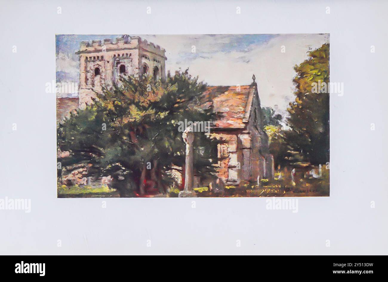 IFFLEY CHURCH FROM THE SOUTH-EAST Oxford by John Fulleylove John Fulleylove (18 août 1845 – 22 mai 1908) était un paysagiste anglais et illustrateur Oxford est une ville historique et la ville du comté d'Oxfordshire, elle est célèbre pour son université, la plus ancienne du monde anglophone, et son architecture, sa culture et ses industries. Banque D'Images