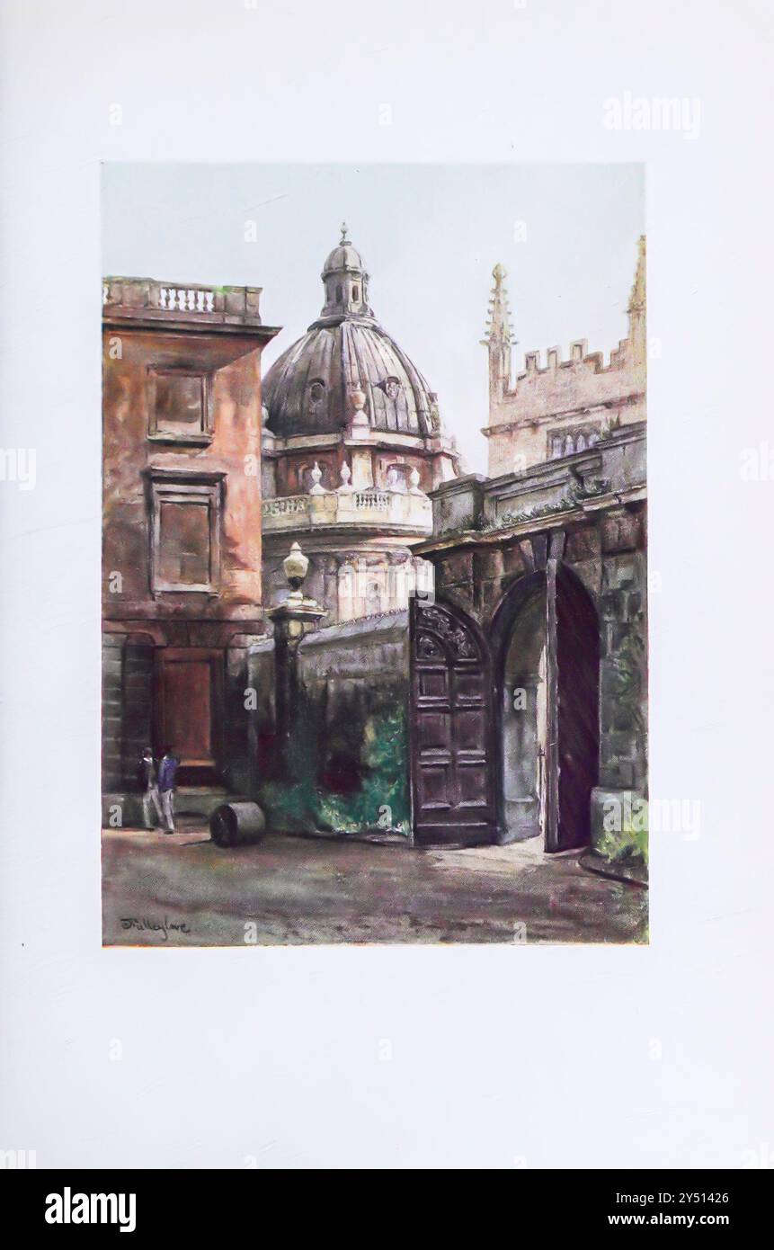 PORTE D'ENTRÉE DU HERTFORD COLLEGE ET DE LA BIBLIOTHÈQUE RADCLIFFE Oxford by John Fulleylove John Fulleylove (18 août 1845 – 22 mai 1908) était un paysagiste anglais et illustrateur Oxford est une ville historique et la ville du comté d'Oxfordshire, il est célèbre pour son université, la plus ancienne du monde anglophone, et son architecture, sa culture et ses industries. Banque D'Images