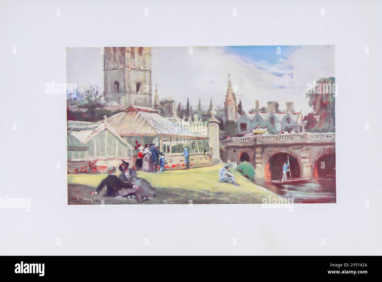 MAGDALEN COLLEGE, FROM THE BOTANIC GARDEN Oxford by John Fulleylove John Fulleylove (18 août 1845 – 22 mai 1908) est un paysagiste et illustrateur anglais Oxford est une ville historique et la ville du comté d'Oxfordshire, elle est célèbre pour son université, la plus ancienne du monde anglophone, et son architecture, sa culture et ses industries. Banque D'Images