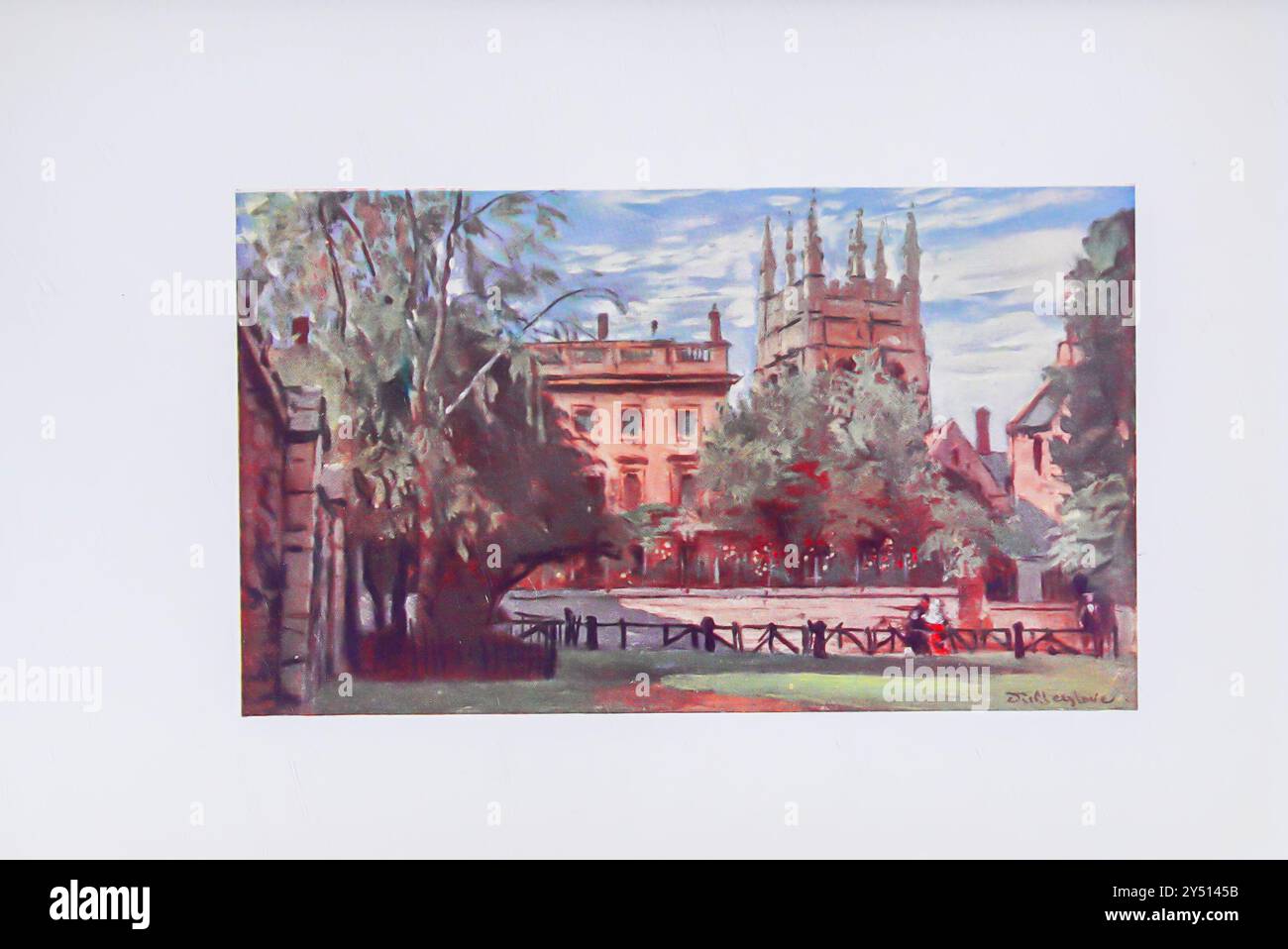 CORPUS CHRISTI COLLEGE AND MERTON TOWER, FROM CHRIST CHURCH MEADOWS Oxford by John Fulleylove John Fulleylove (18 août 1845 - 22 mai 1908) est un paysagiste anglais et illustrateur Oxford est une ville historique et la ville du comté d'Oxfordshire, il est célèbre pour son université, la plus ancienne du monde anglophone, et son architecture, sa culture et ses industries. Banque D'Images