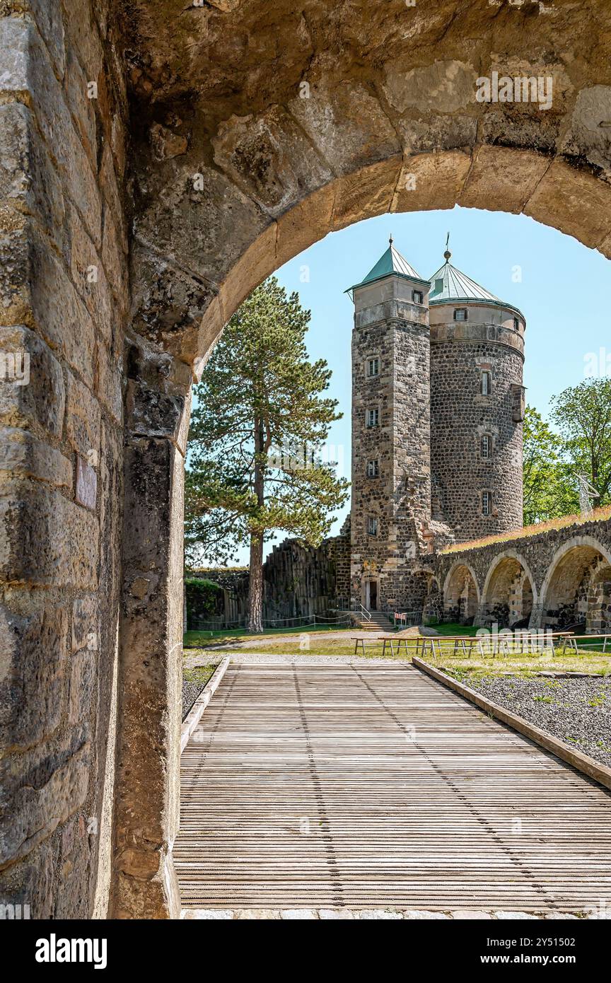 St John's (Cosel) Tower at Stolpen Castle, Stolpen, Suisse saxonne, Saxe, Allemagne Banque D'Images