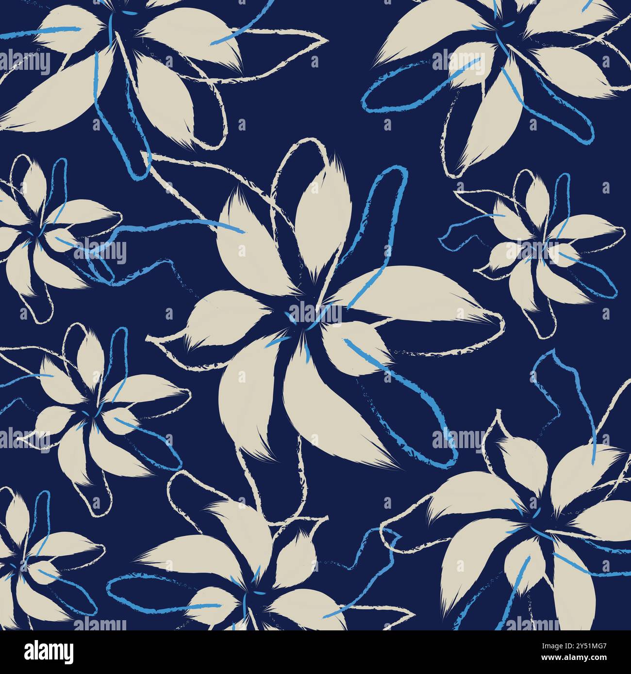 Floral textile tropical bicolore fleur et feuilles miniprint fleurs tissu textile géométrique. Style de motif de dessin à la main sans couture dans le vecteur Illustration de Vecteur