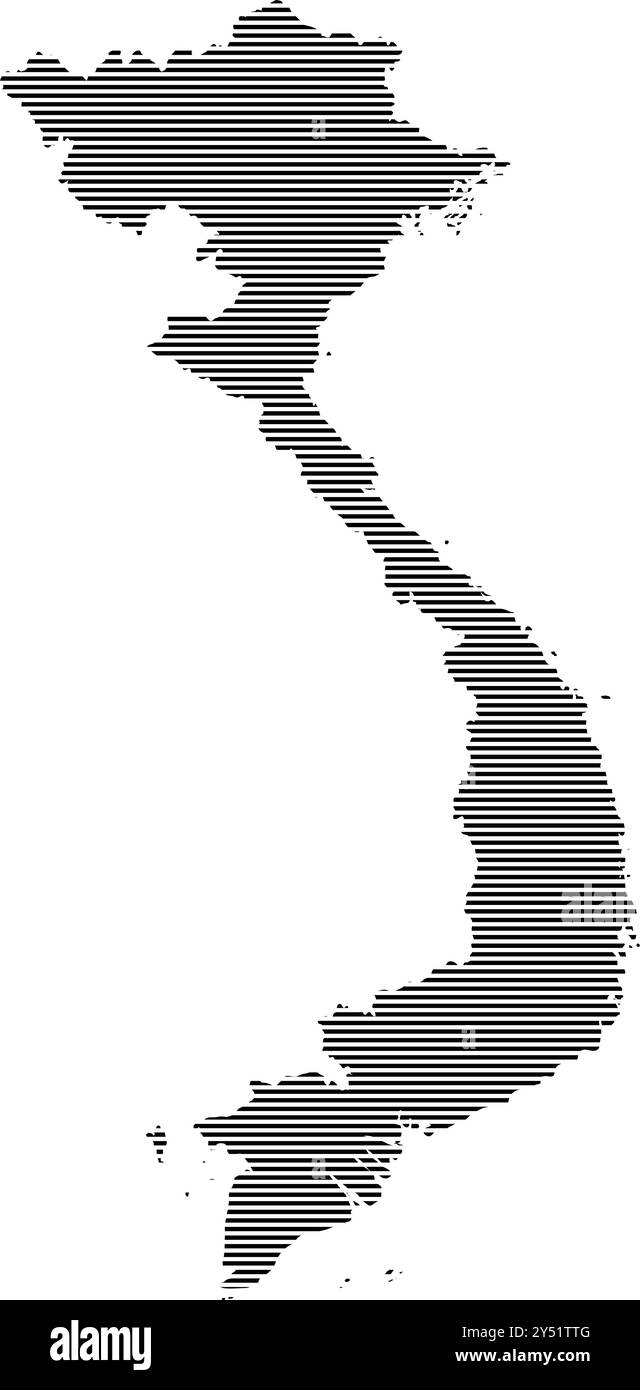 Carte du Vietnam avec illustration vectorielle de motif ligné Illustration de Vecteur