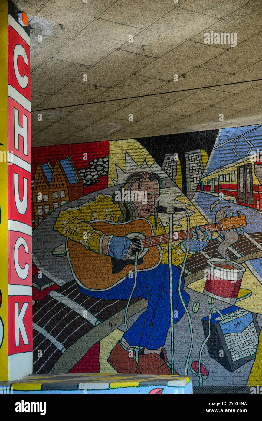 Mémorial pour le musicien de rue sans-abri Chuck Deely, Den Haag, pays-Bas Banque D'Images