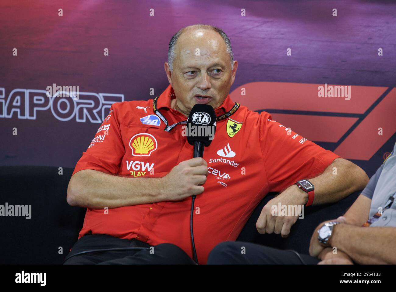 Singapour, 20/09/2024, Singapour, 20/09/2024, VASSEUR Frederic (fra), Team principal &amp ; General Manager de la Scuderia Ferrari, portrait conférence de presse lors du Grand Prix de formule 1 de Singapour 2024, 18ème manche du Championnat du monde de formule 1 2024 du 20 au 22 septembre 2024 sur le circuit Marina Bay, à Singapour, Singapour Banque D'Images