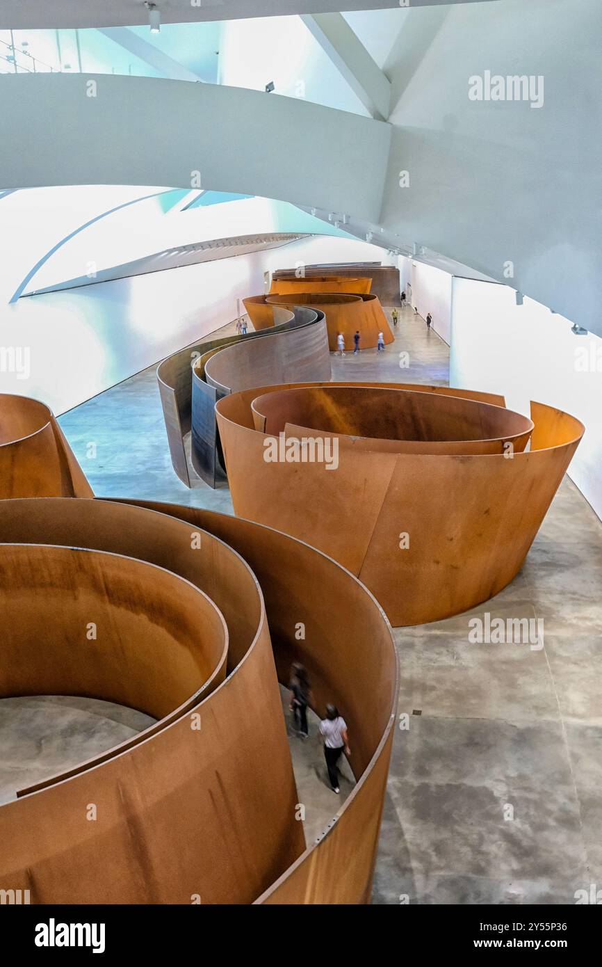 Sculpture matière de temps de Richard Serra, Musée Guggenheim, Bilbao, pays Basque, Espagne Banque D'Images