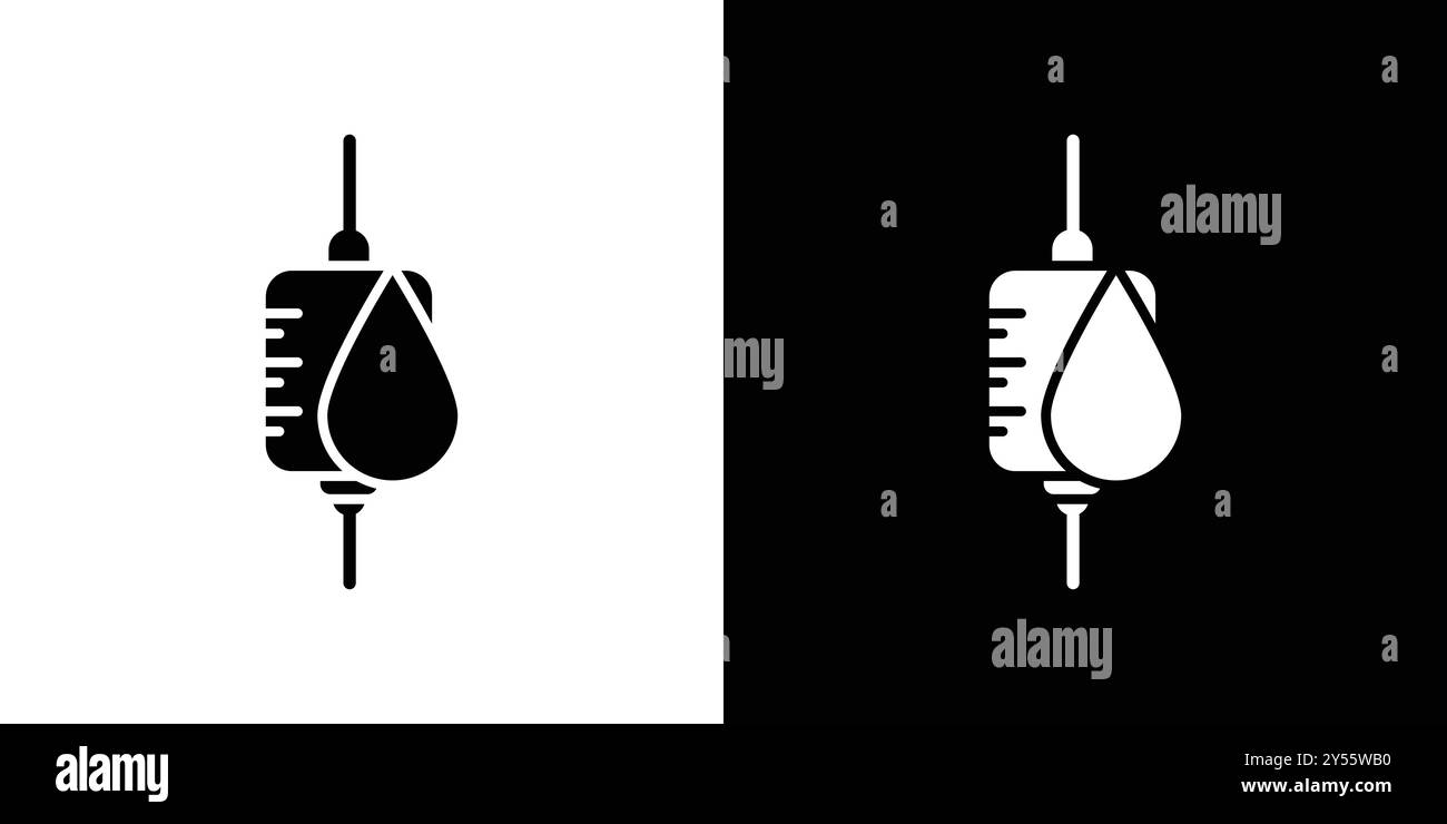 collection de marque de logo linéaire d'icône de poche de sang en noir et blanc Illustration de Vecteur