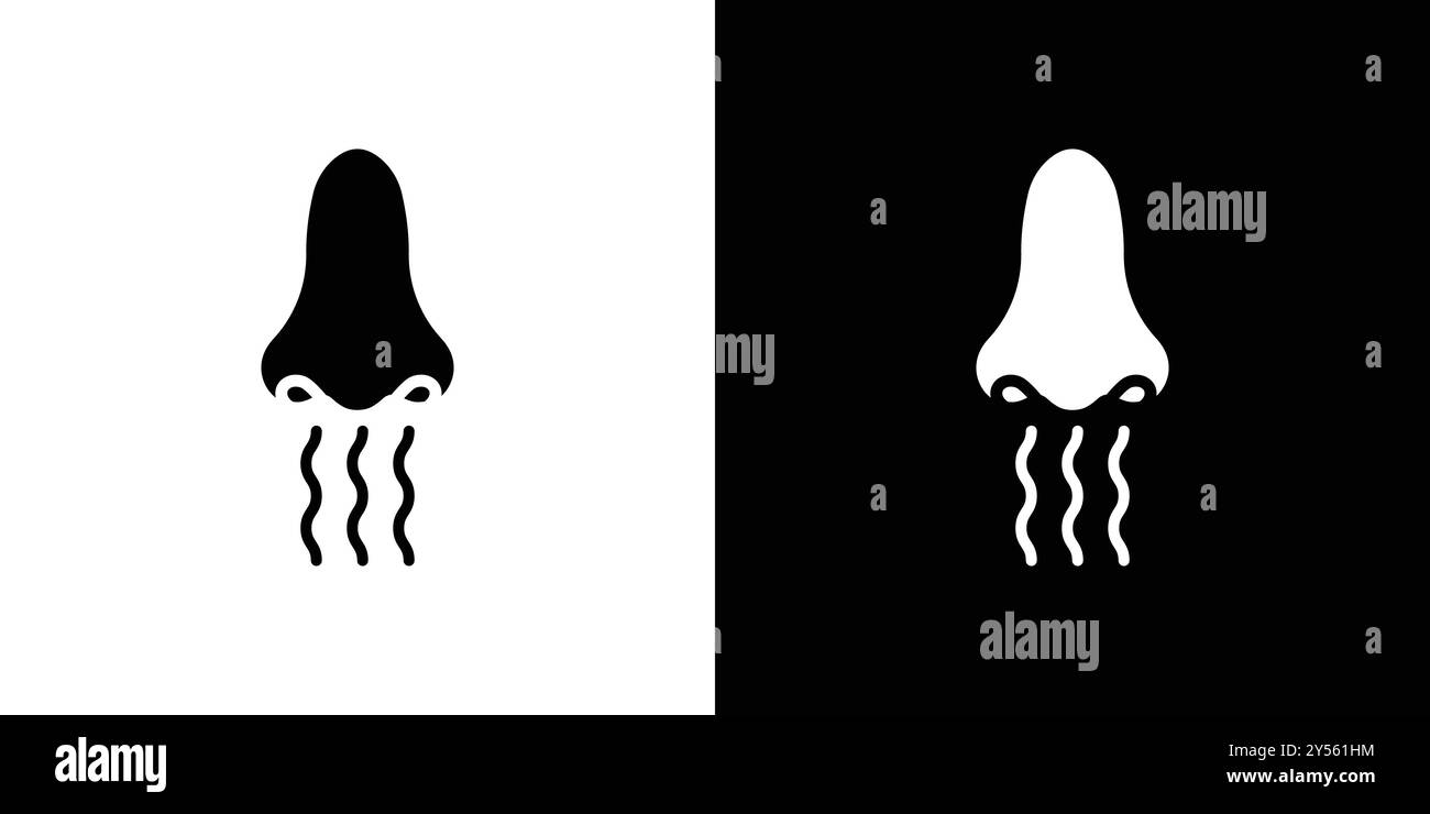 Nez avec icône Smoke Linear logo Mark Set collection en noir et blanc Illustration de Vecteur