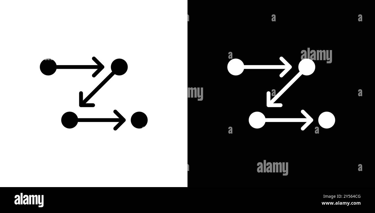 Procédure à l'étape de la méthode de processus ou collection de marques de logo linéaires de l'icône du flux de travail en noir et blanc Illustration de Vecteur