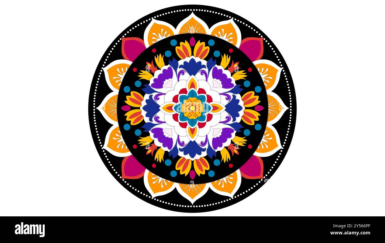 Ornement mandala, mandala yoga vintage filature, motif mandala d'animation sans couture géométrique, motif floral décoratif, Mandala en motif indien Banque D'Images