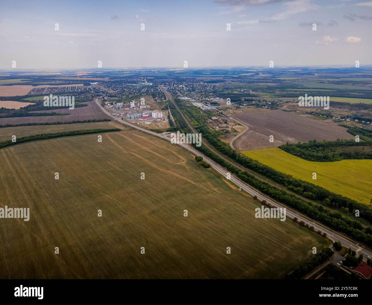 La vue sur la ville de Prokhorovka dans l'oblast de Belgorod, l'emplacement de la bataille de Koursk dans la région frontalière entre la Russie et l'Ukraine. Banque D'Images