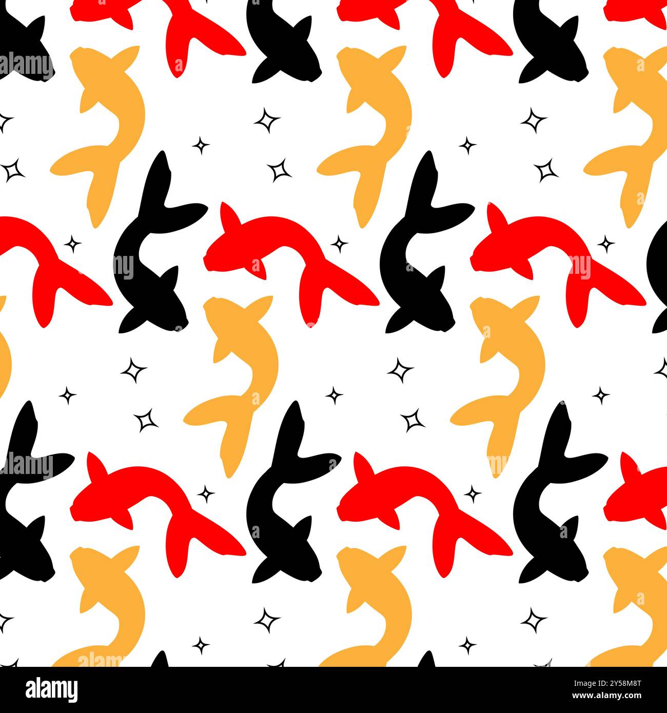 Bannière vectorielle avec des éléments chinois traditionnels et ornement. Carpe Koi en couleur or sur un fond rouge avec des fleurs de pivoine. Fond chinois.poisson k Illustration de Vecteur