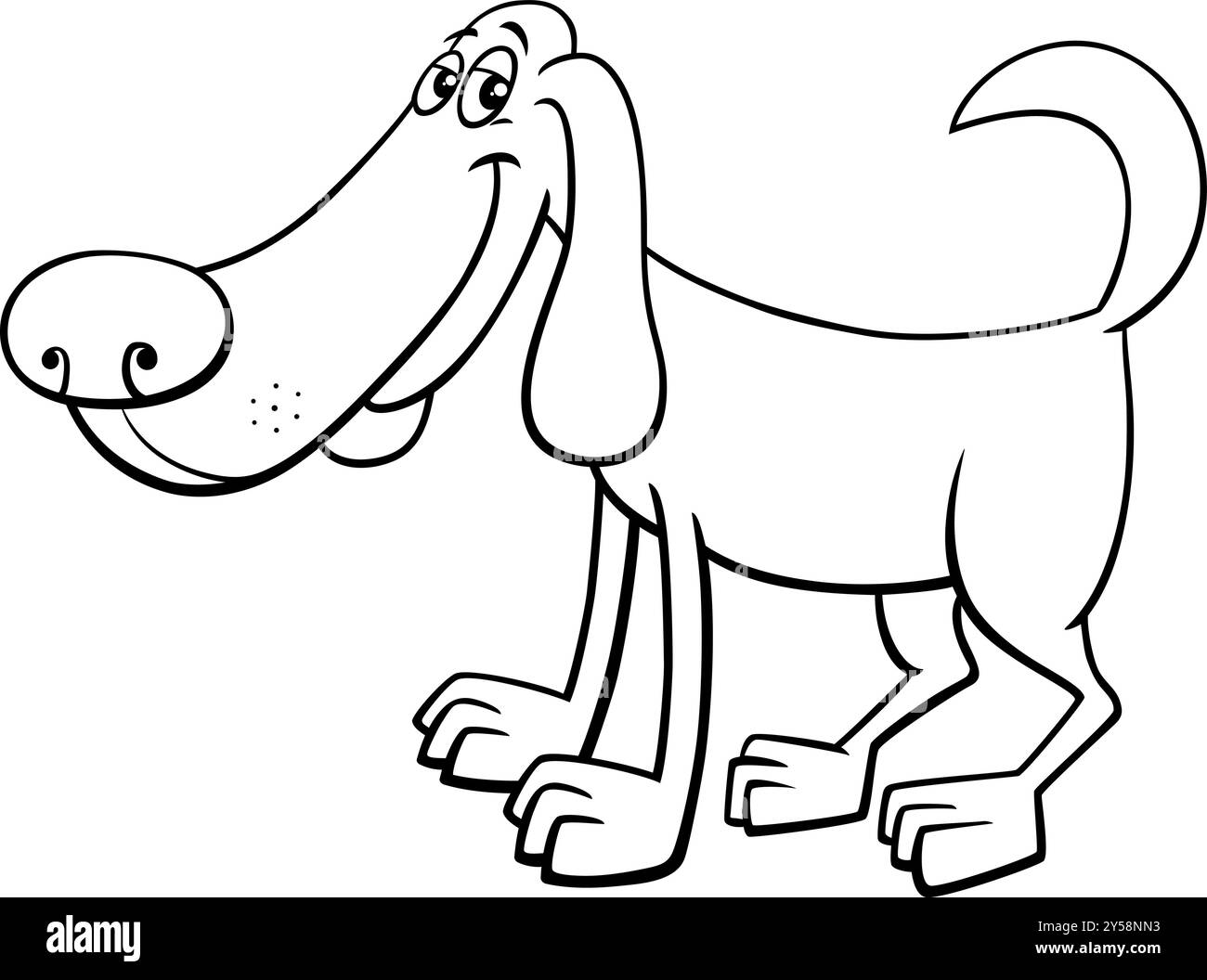 Illustration de dessin animé de la page de coloration drôle de personnage d'animal de chien Illustration de Vecteur