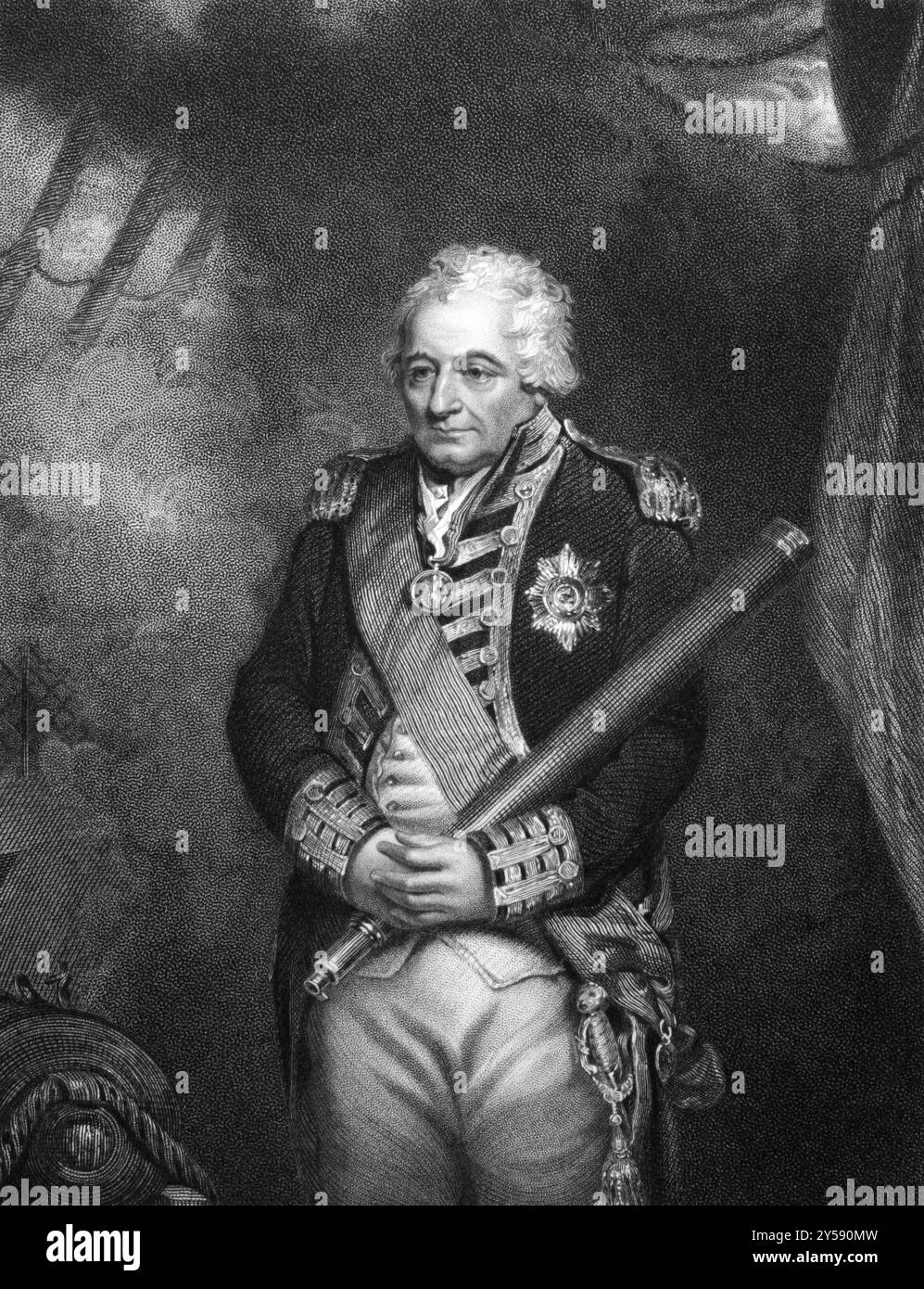 John Jervis, 1er comte de St Vincent (1735-1823) sur gravure de 1834. Amiral dans la Royal Navy et membre du Parlement au Royaume-Uni. ENM Banque D'Images