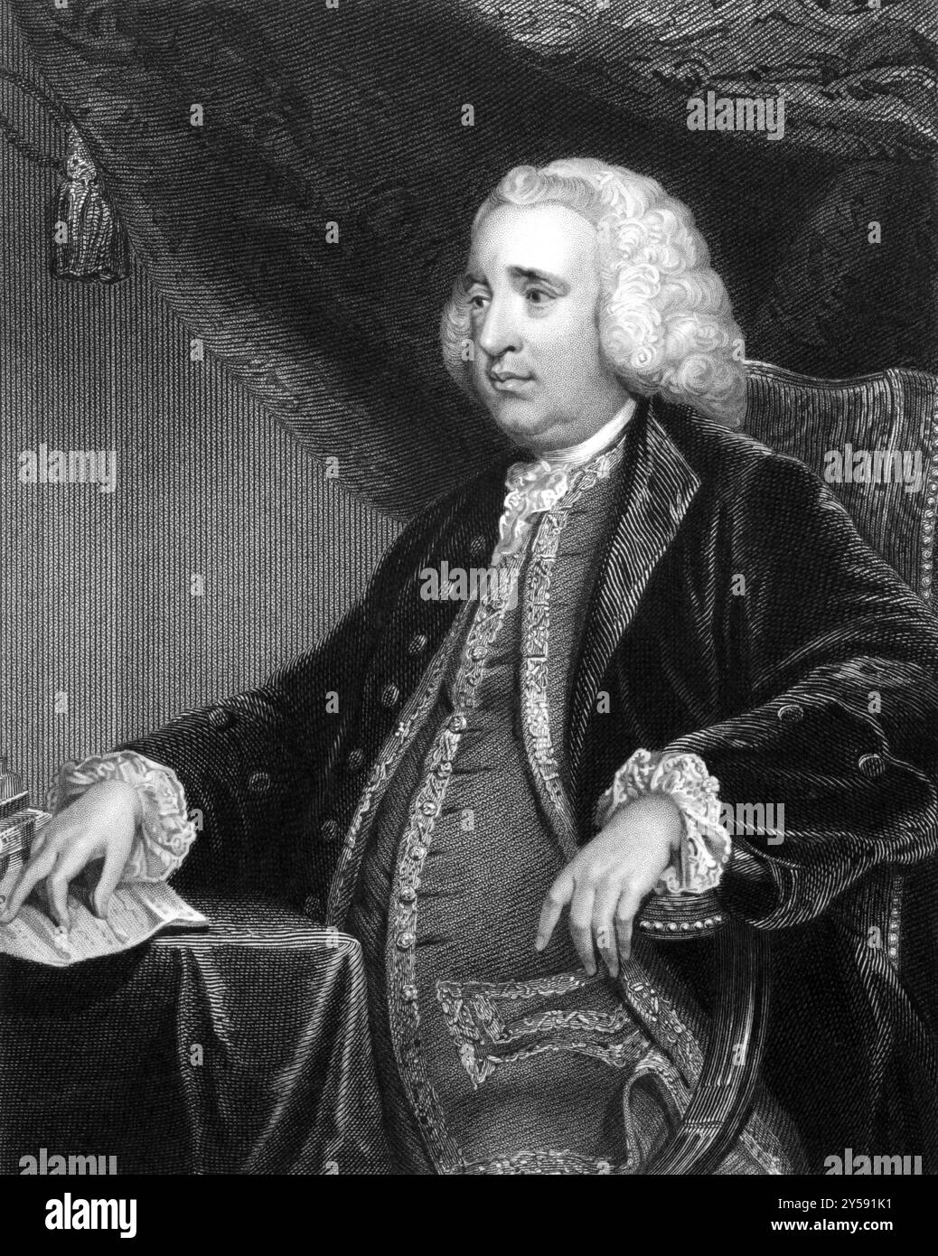 Henry Fox, 1er baron Holland (1705-1774) sur gravure de 1832. Politicien britannique. Gravé par H.. Robinson et publié dans Portraits of Illustrious Banque D'Images