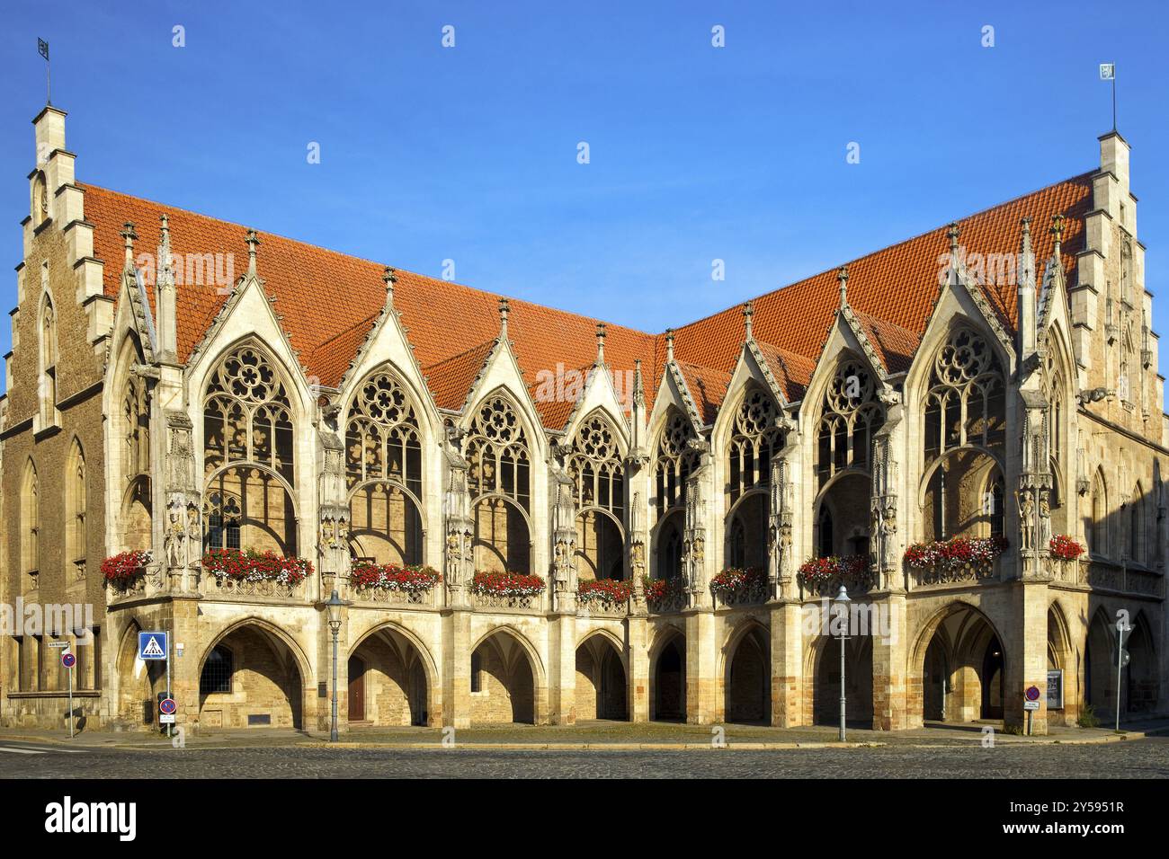 Ancien hôtel de ville, gothique, l'un des plus anciens hôtels de ville conservés en Allemagne, Braunschweig, basse-Saxe Banque D'Images