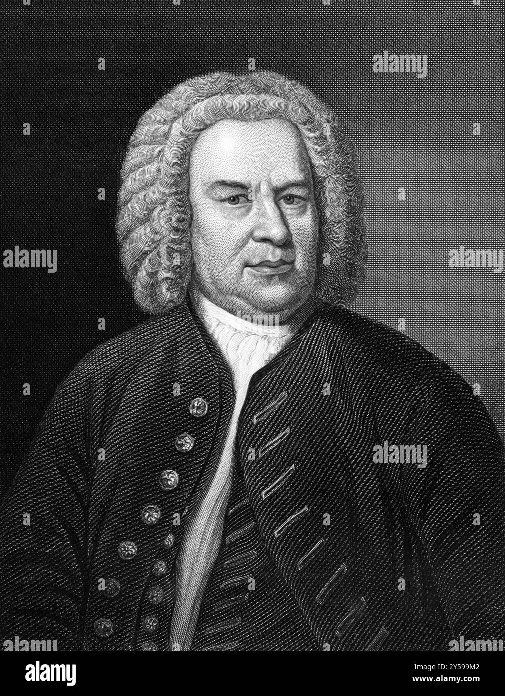 Johann Sebastian Bach (1685-1750) sur gravure de 1857. Compositeur allemand, organiste, claveciniste, altiste et violoniste. Gravé par C. Cuisinier et pub Banque D'Images