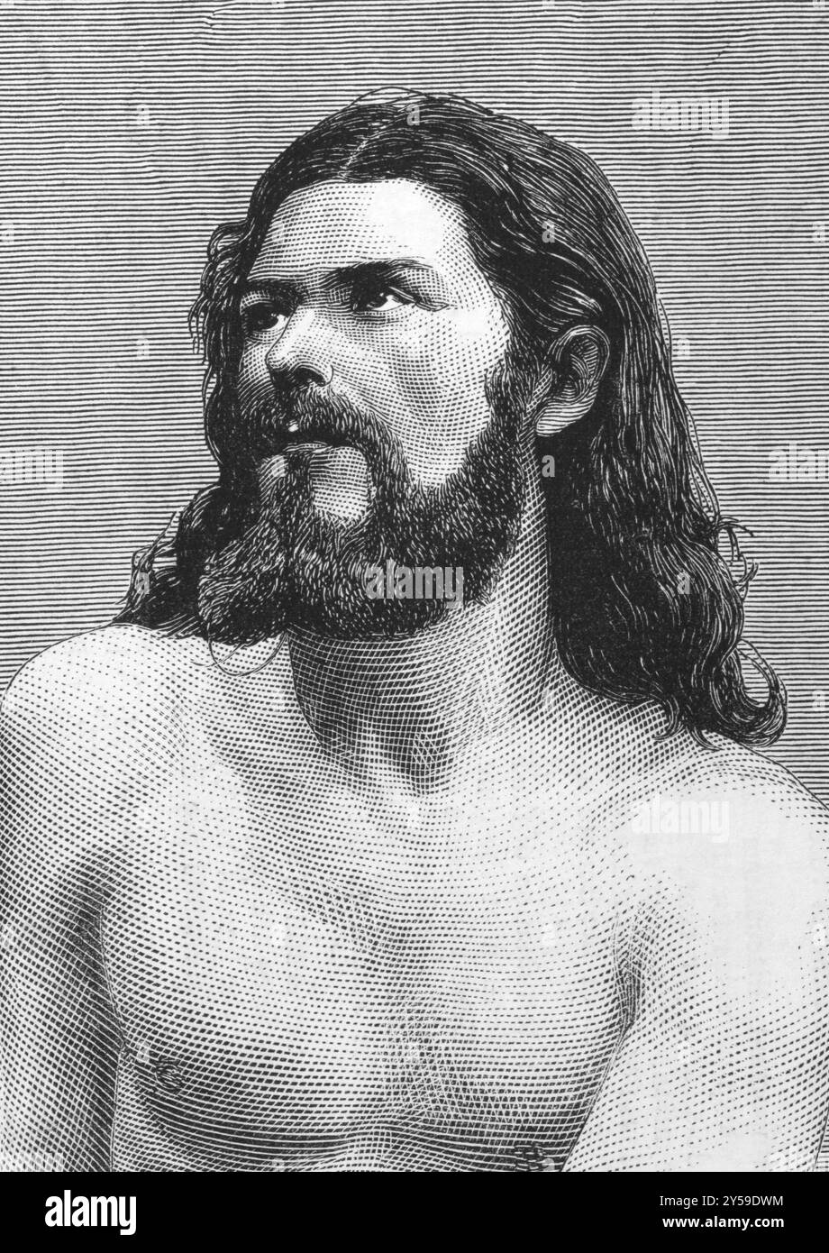 Jésus-Christ sur gravure des années 1800 Interprétée par Joseph Mair dans la pièce de passion Oberammergau. Publié dans The Graphic en 1870 Banque D'Images Jésus-Christ sur gravure des années 1800 Interprétée par Joseph Mair dans la pièce de passion Oberammergau. Publié dans The Graphic en 1870 Banque D'Images
