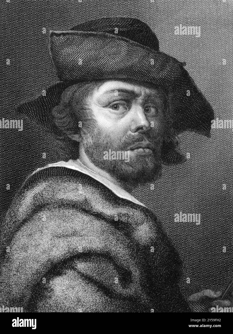 Cristofano Allori (1577-1621) sur gravure sur cuivre de 1841. Portraitiste baroque italien de la fin de l'école maniériste florentine. Gravé par A. C Banque D'Images