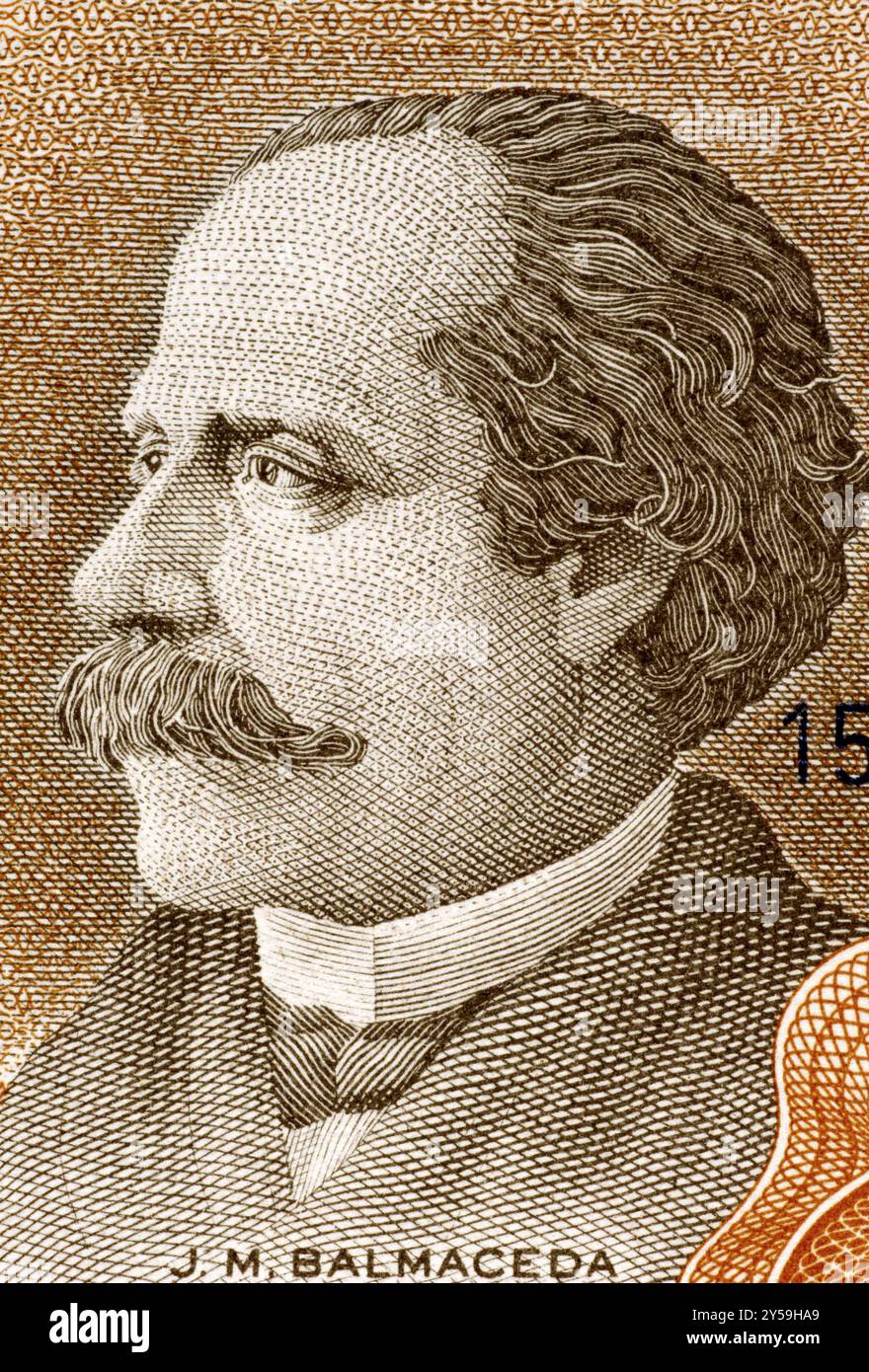 Jose Manuel Balmaceda (1840-1891) sur un billet de 10 Escudos 1967 du Chili. 11e Président du Chili en 1886-1891 Banque D'Images