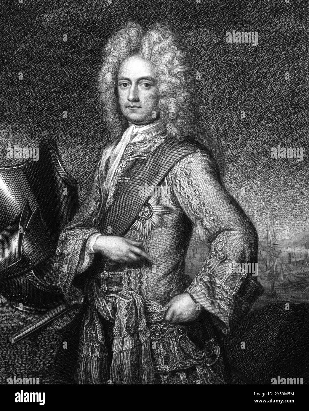 Charles Mordaunt, 3e comte de Peterborough (1658-1735) sur gravure de 1830. Noble anglais et chef militaire. Gravé par W.T.Fry et publié Banque D'Images