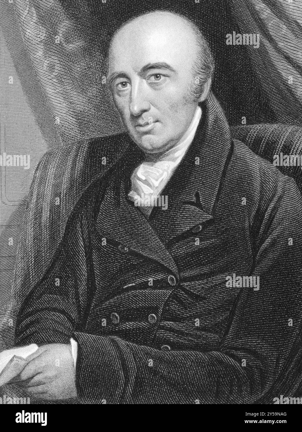William Hyde Wollaston (1766-1828) sur gravure des années 1800 Chimiste et physicien anglais célèbre pour avoir découvert deux éléments chimiques et pour Banque D'Images