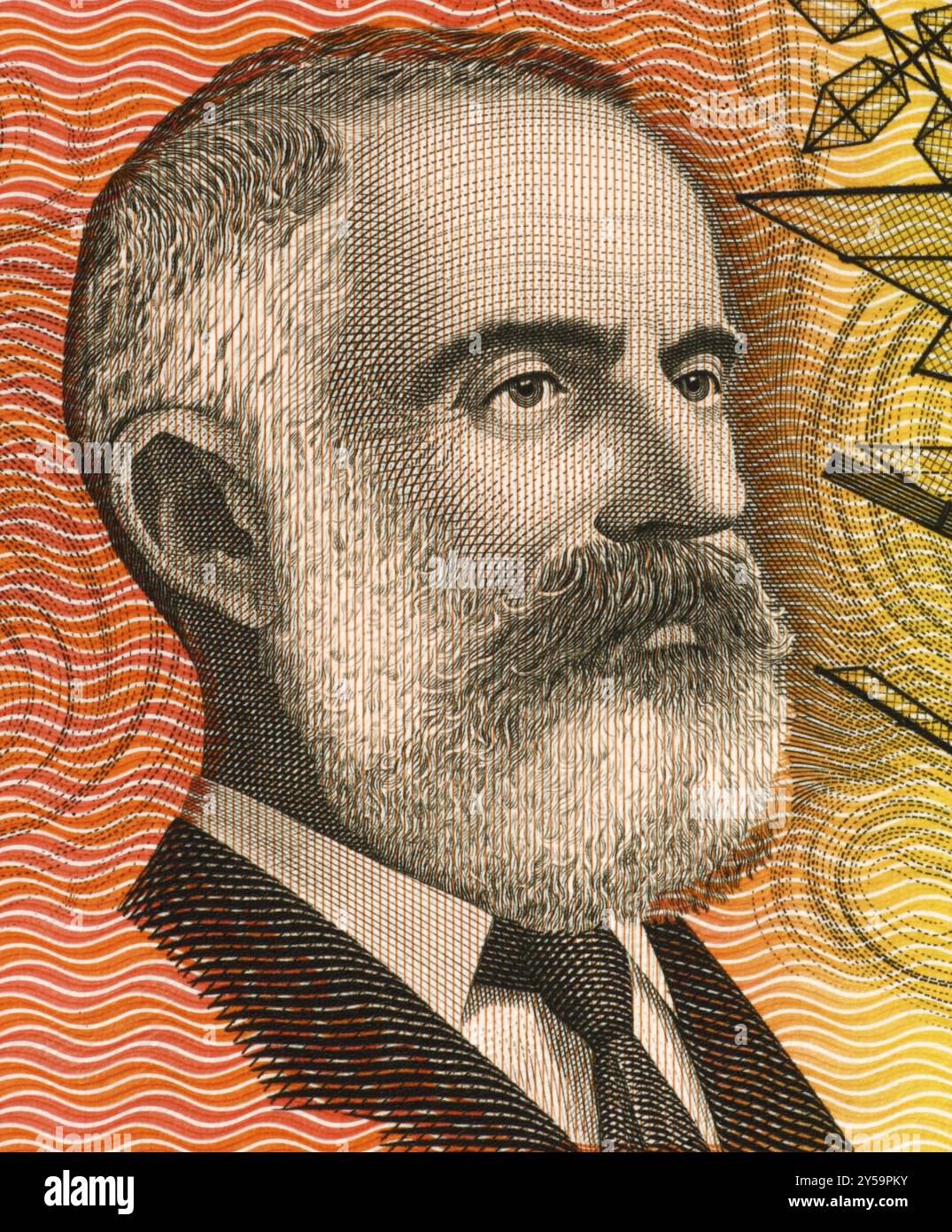 Lawrence Hargrave (1850-1915) sur un billet de 20 dollars 1974 en provenance d'Australie. Ingénieur, explorateur, astronome, inventeur et pionnier aéronautique Banque D'Images