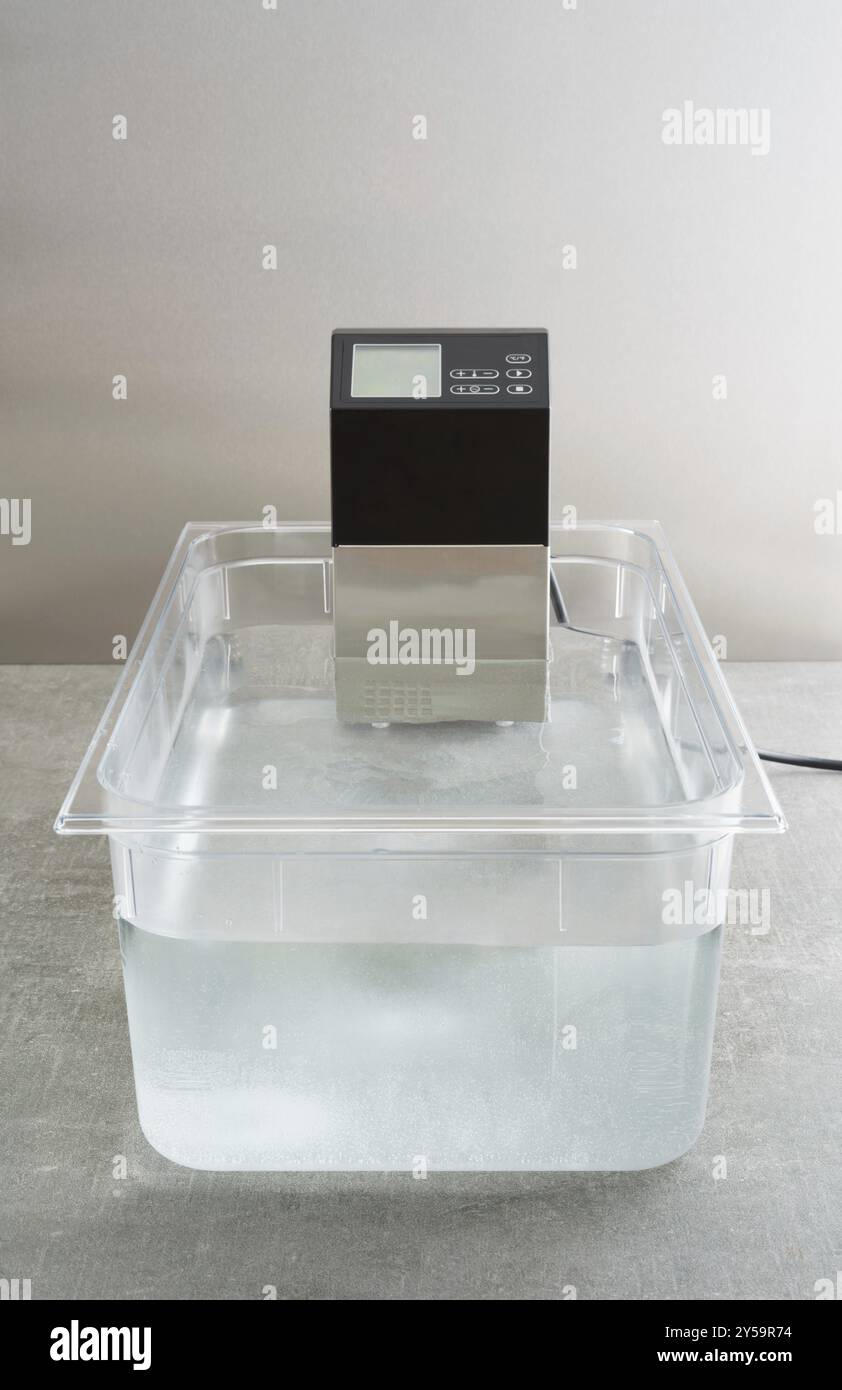 Immersion circulator précision sous vide avec de l'eau de cuisson de précision Banque D'Images