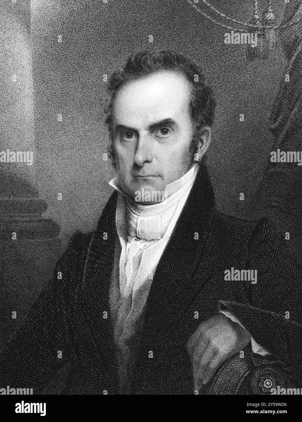 Daniel Webster (1782-1852) sur gravure de 1834. Homme d'État et sénateur américain de premier plan. Gravé par J. B Longacre et publié dans National Portrait Banque D'Images