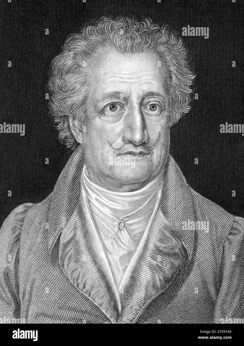 Johann Wolfgang von Goethe (1749-1832) sur gravure de 1859. Écrivain, artiste et homme politique allemand. Gravé par C. Barth et publié dans Meyers Konve Banque D'Images