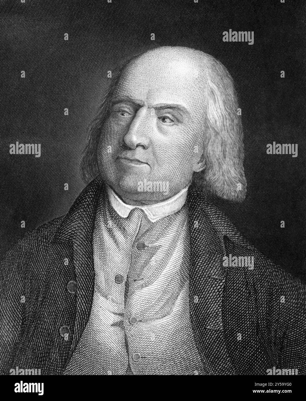 Jeremy Bentham (1748-1832) sur gravure de 1859. Philosophe anglais, juriste et réformateur social. Gravé par un artiste inconnu et publié dans Meyers Banque D'Images