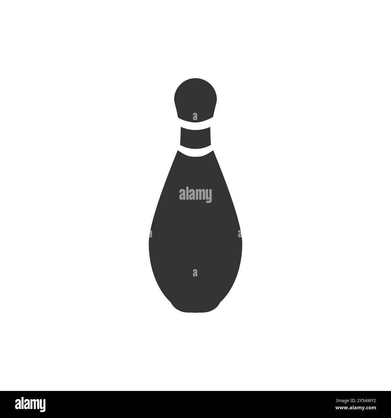 Icône de pin de bowling noir simple sur fond blanc. Illustration de Vecteur