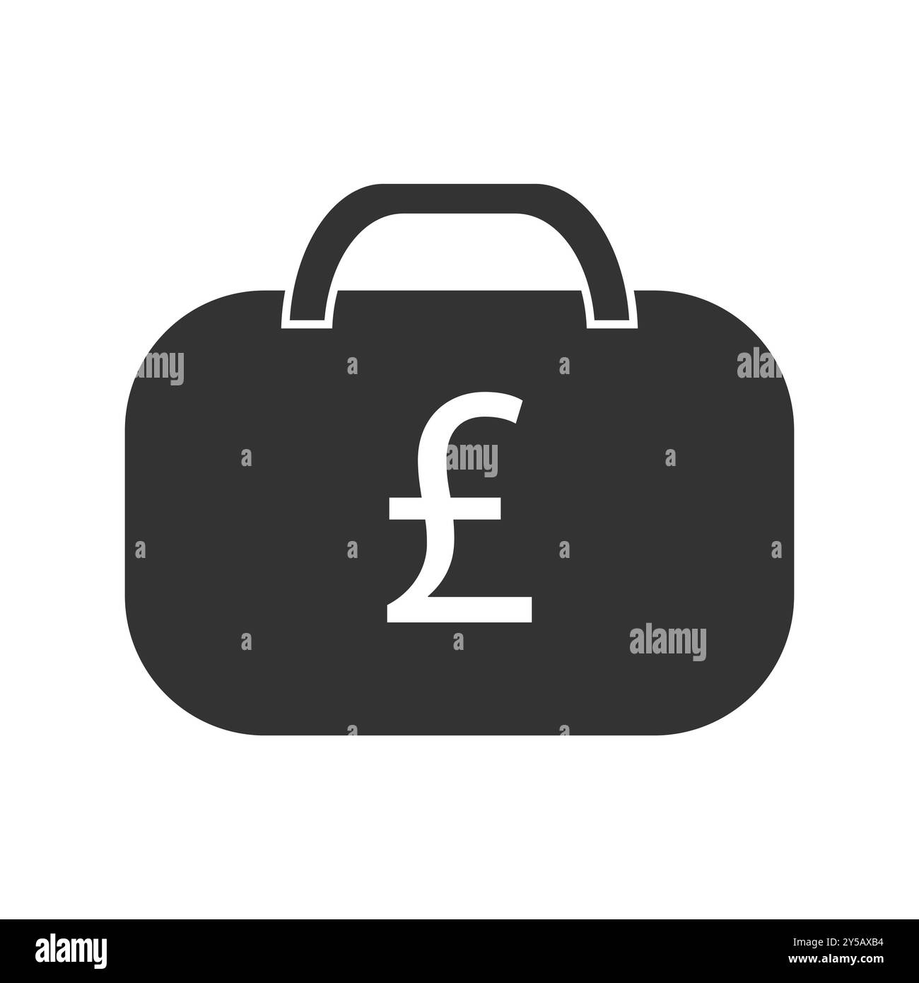 Icône de porte-documents noir avec symbole Livre sterling. Illustration de Vecteur